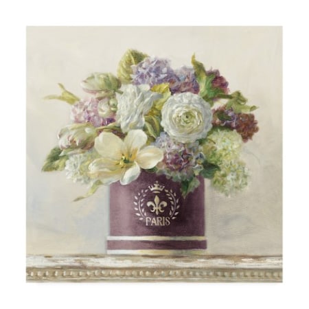 Danhui Nai 'Tulips In Aubergine Hatbox' Canvas Art,24x24